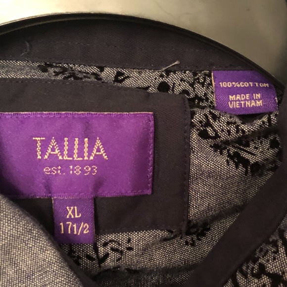 Tallia Paisley Velvet Textured Dress Shirt, 17.5 - Picture 4 of 4